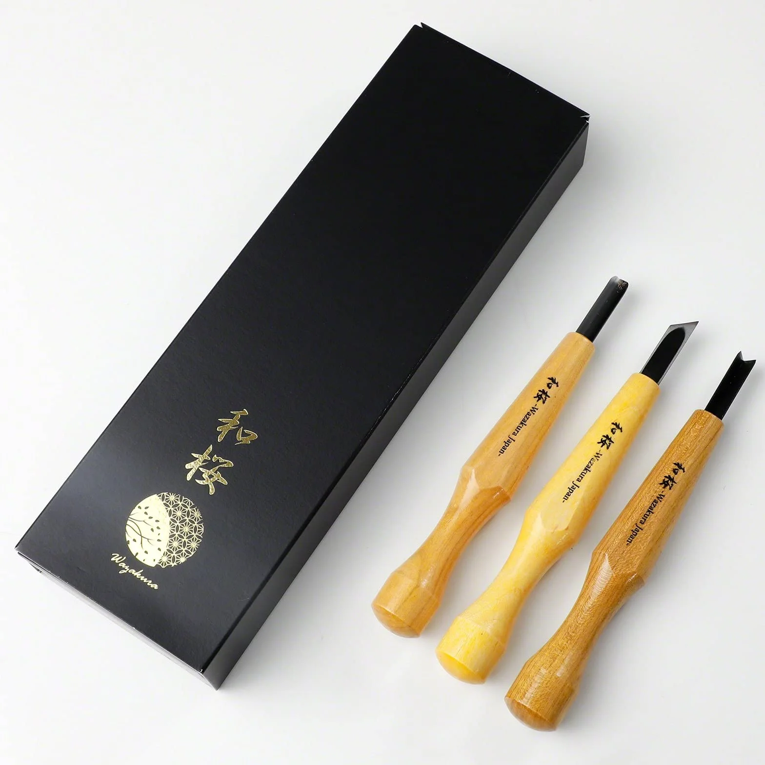 Wazakura Bonsai Jin y Shari Kit de herramientas de creación con cincel hueco redondo, cincel oblicuo individual y herramienta de corte en V, carpintería (kit de 3 piezas para bonsái Jin y Shari)