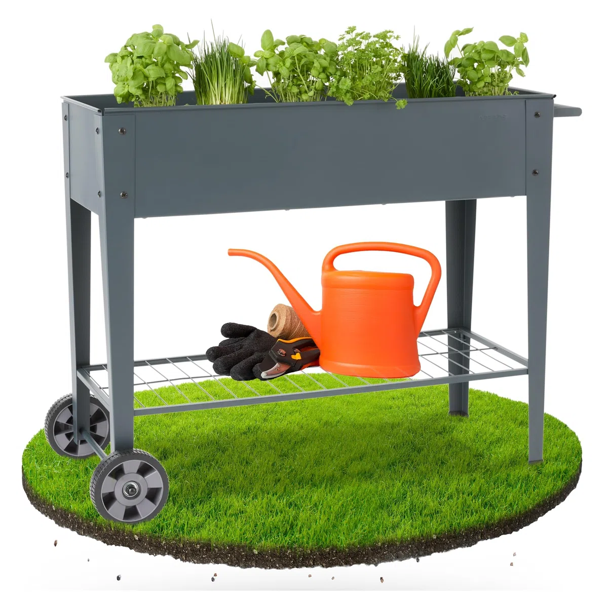 Arebos Banco Elevado con Ruedas y Estante 108 x 51 x 80 cm | Ideal para Cultivo de Verduras, Frutas y Hierbas Aromáticas | Invernadero, Jardinera para Jardín, Terraza o Balcón