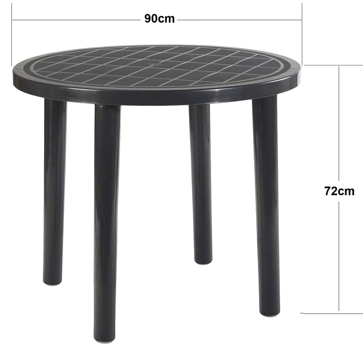 Mesa de Jardín Redonda de Resina Gris Antracita 90x72cm Auxiliar Exterior desmotable portátil, Camping, terraza, Acampada, Playa.