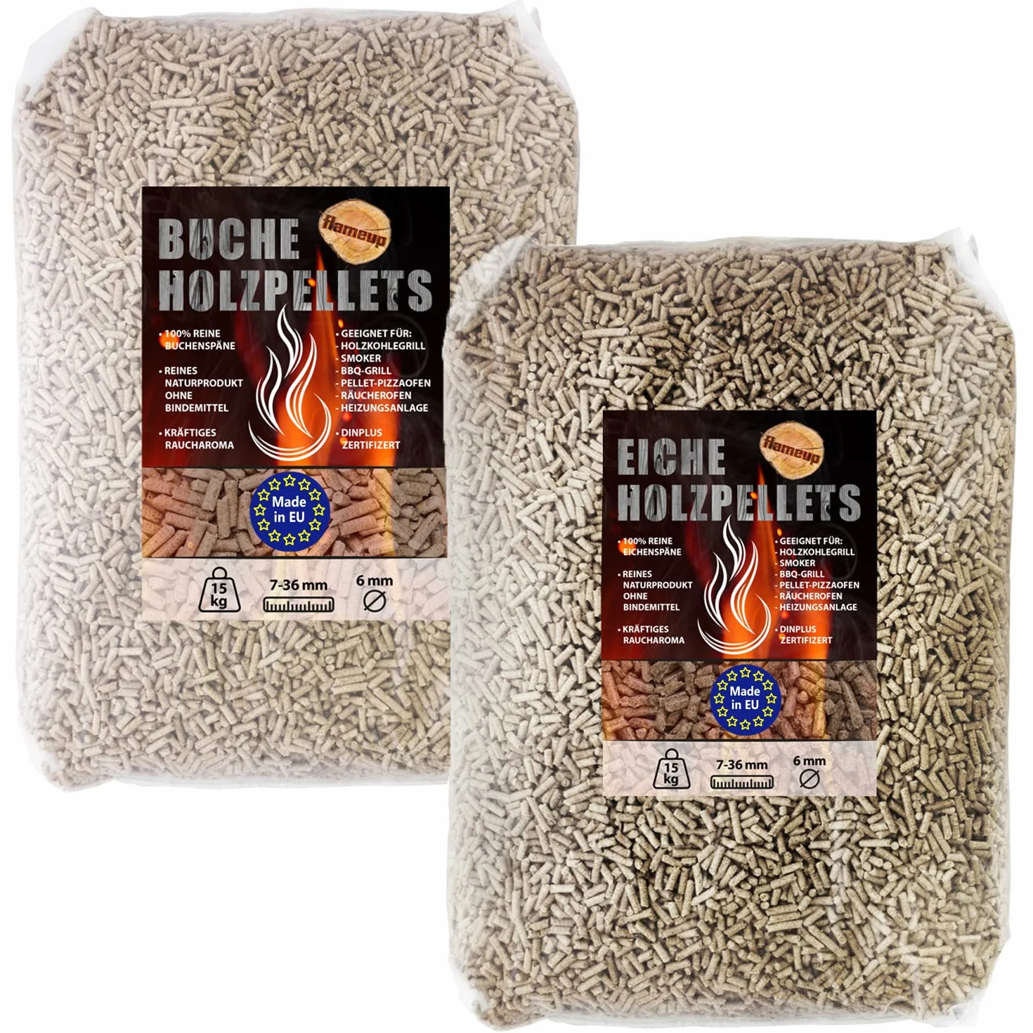 Pellets de roble de 15 kg + 15 kg de pellets de haya, barbacoa, horno para pizza, barbacoa, barbacoa, exterior, horno, barbacoa, pellets de madera, jardín, ahumado, pizza, ahumado, accesorios de humo