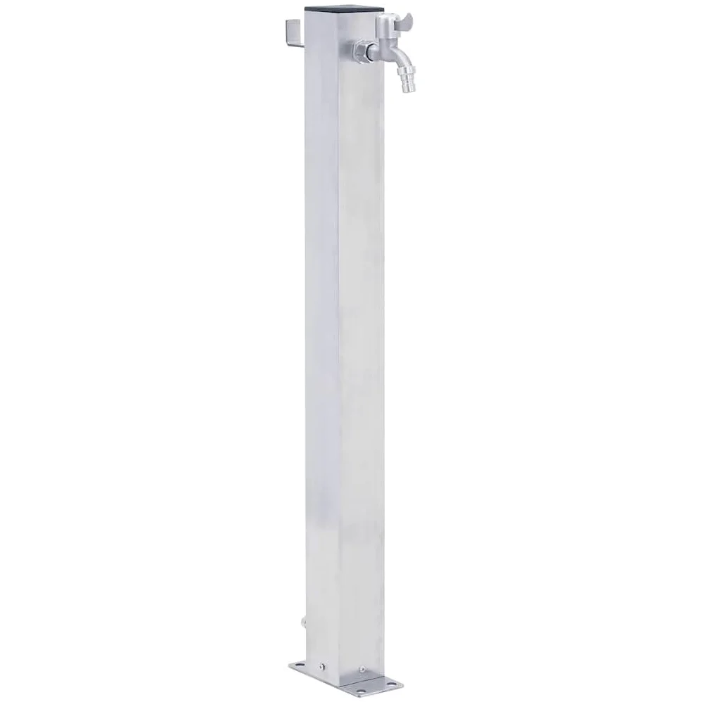 vidaXL Fuente de Agua, Grifo con Soporte Manguera, Columna de Agua, Fuente de Pie para Jardín Patio, Acero Inoxidable Cuadrada 100 cm