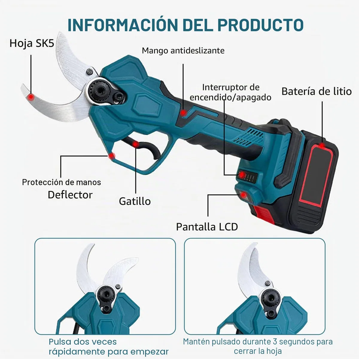 Kit 4-en-1 Tijeras de Podar y Motosierra Inalámbrica, Mini Motosierra Inalámbrica de 6" con 2 Baterías 4.0Ah y Cargador, Podadora de Altura Inalámbrica con Mango Telescópico & Sierra Eléctrica
