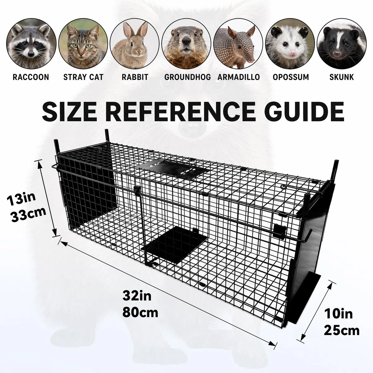 Thealyn de Trampa de Jaula para Animales 84 X 33 X 28 cm, con Doble Puerta, Trampa de Metal para Animales Vivos humanitaria, para Conejos, Gatos callejeros, Ardillas, mapaches, Topos