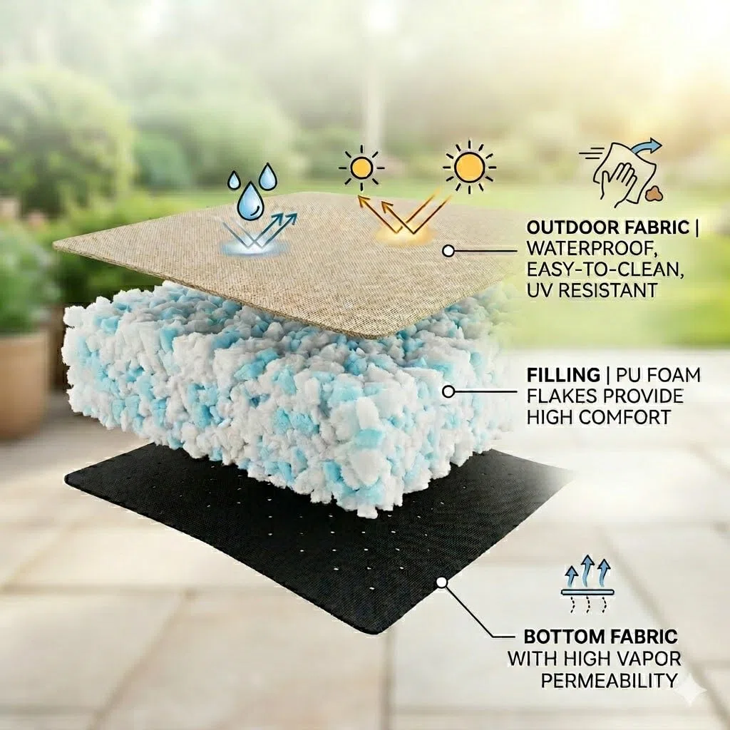 Spatium Cojin Banco Respaldo Jardin Exterior Impermeable Transpirable Acolchado Asiento Terraza Muebles Comodo Duradero Rellenable 130x50+50cm Antracita