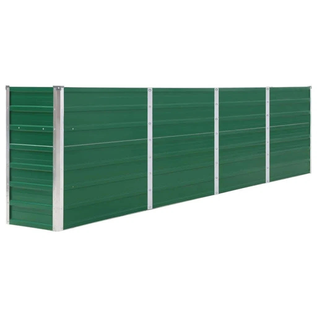 vidaXL Jardinera de Jardín Macetero Caja para Plantar Plantas Macetas de Patio Exterior Acero Galvanizado Verde 320x40x77cm