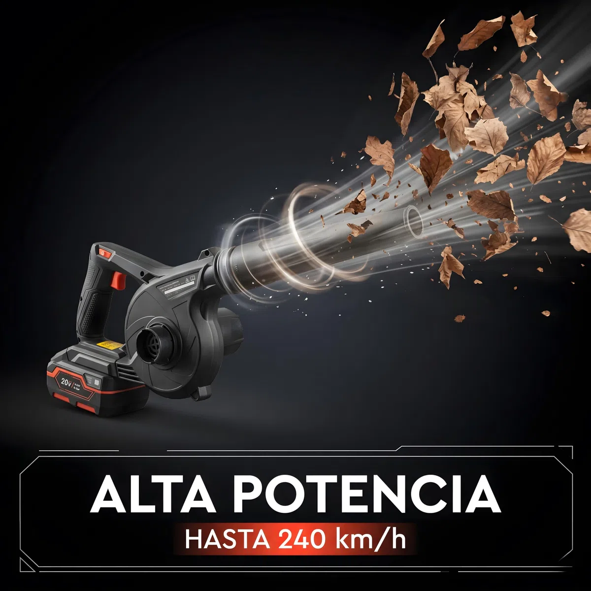 Soplador de Hojas a Batería 2 en 1 DVB-200 - Sopla Hojas, Hierba y Residuos del Jardín - Función de Aspiradora para Polvo y Suciedad Ligera - Solo 1 kg, Incluye Bateria 4Ah y Cargador- por Dnipro-M