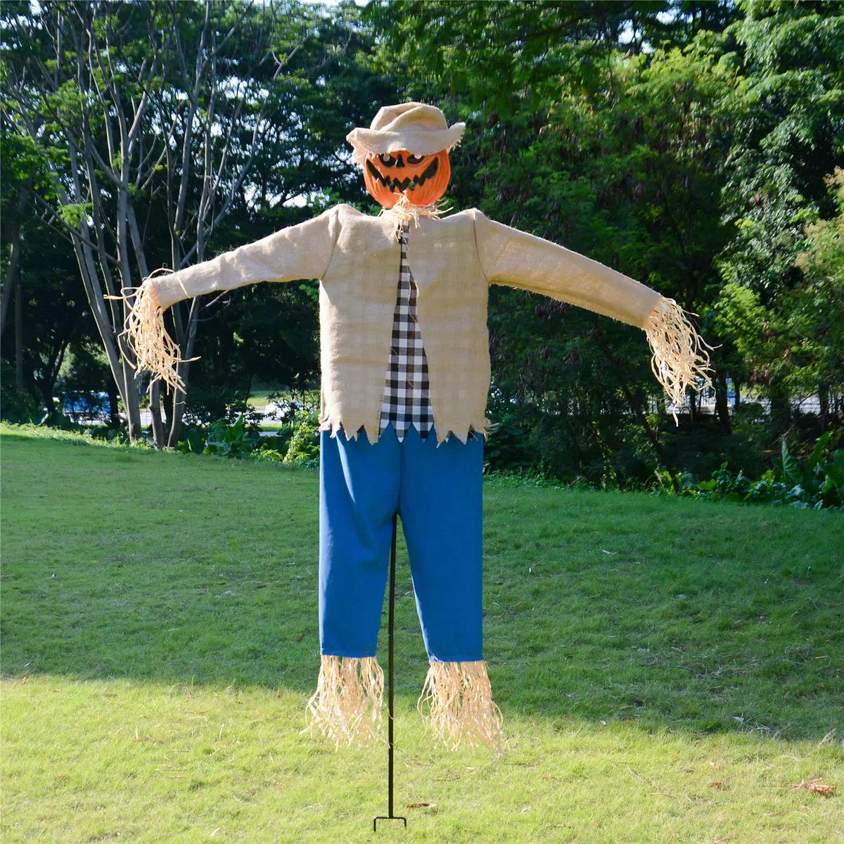 LarpGears Espantapájaros de Halloween de 7.5 pies de Altura para Exteriores, con Soporte de Metal, espantapájaros, Fantasma, decoración voladora de Halloween para jardín y Patio