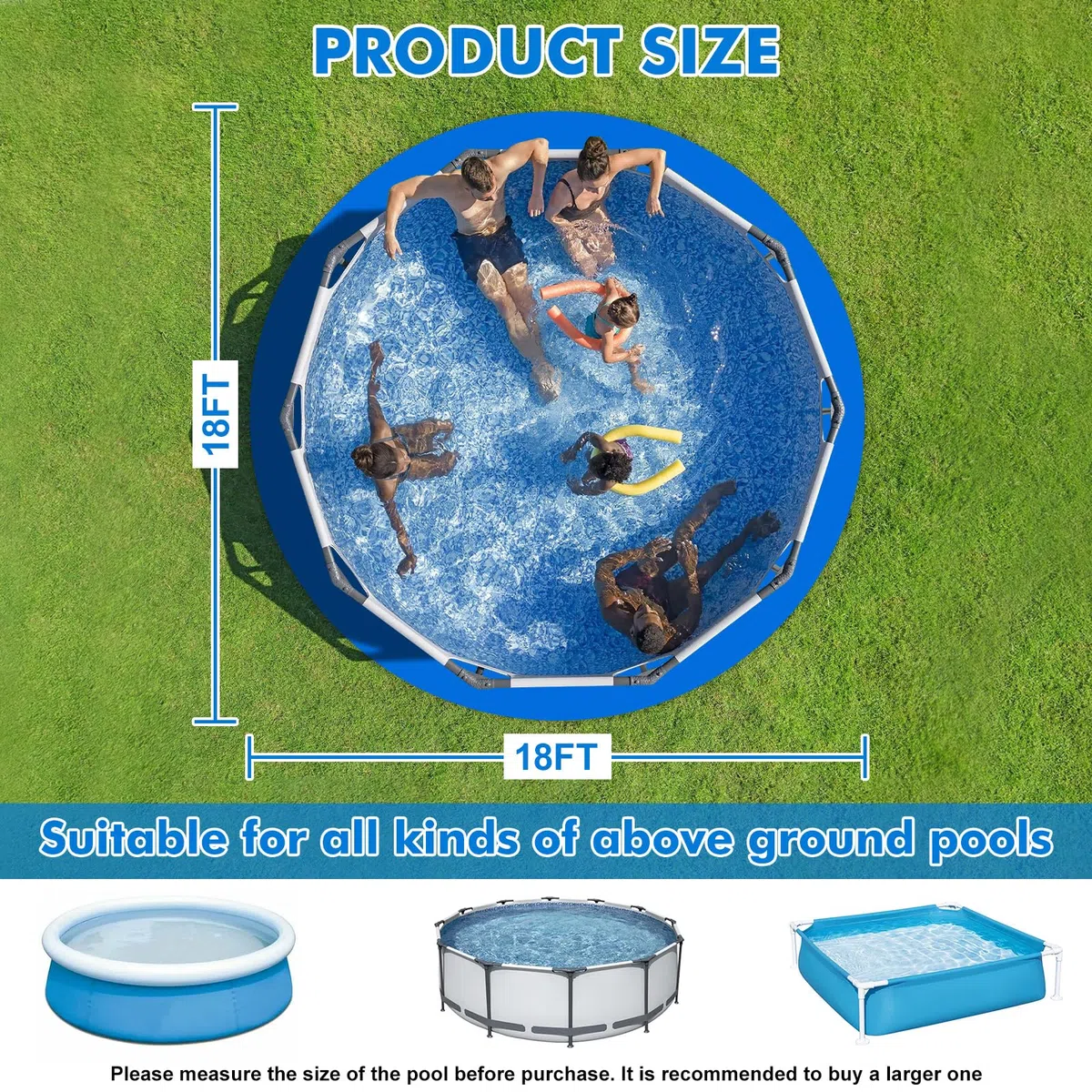 Lona de Suelo para Piscina, Protección para Piscina, Alfombrilla de Protección para Piscina, Adecuada para Piscinas Circulares, Adecuada para Piscinas de Fondo Plano, Protección para Piscinas