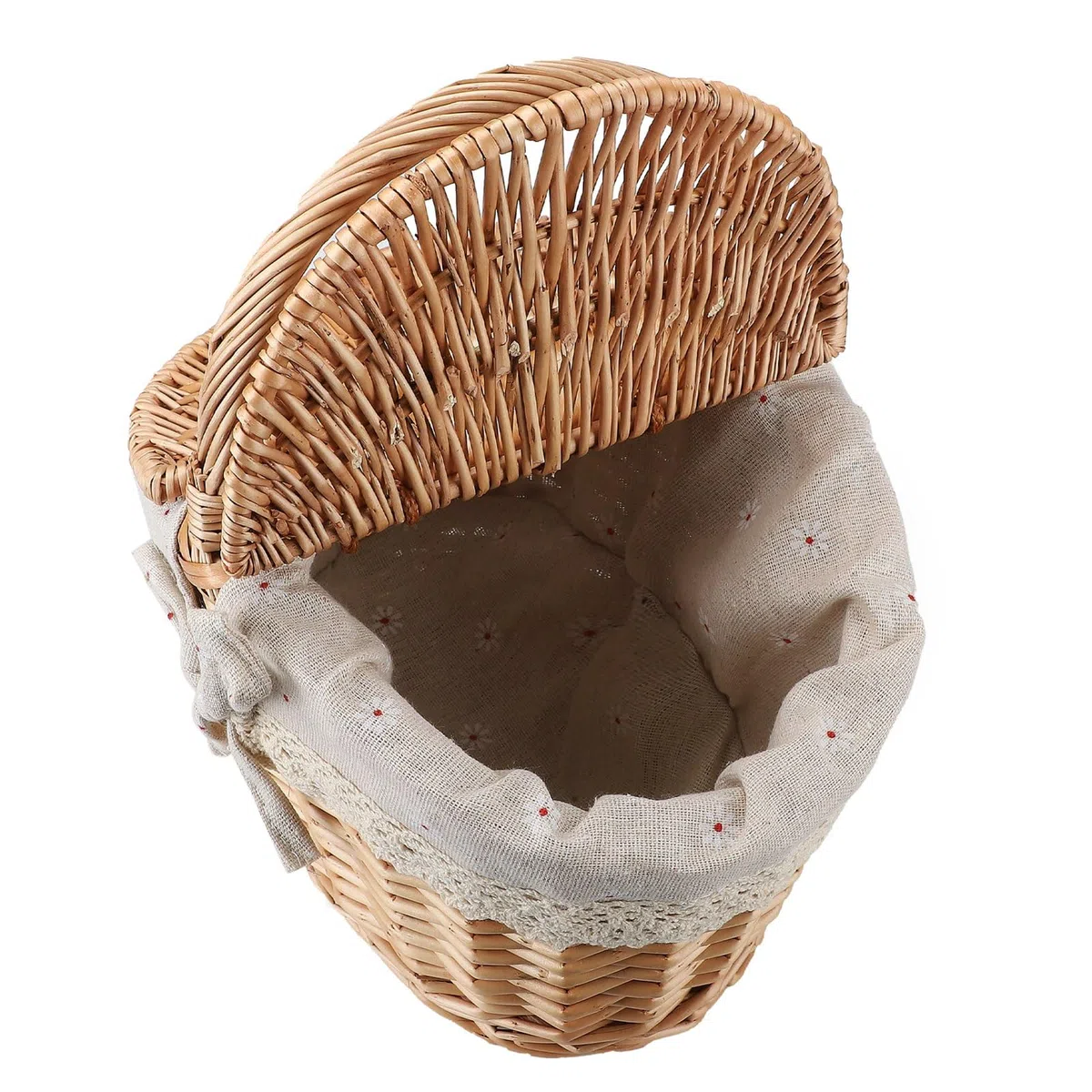 Cesta de Picnic de Mimbre con Tapa y Asa, Cuerpo Tejido Resistente con Forro Lavable, Cesta Tejida a Mano para Picnic, Pascua, Día de la Madre, Camping Al Aire Libre