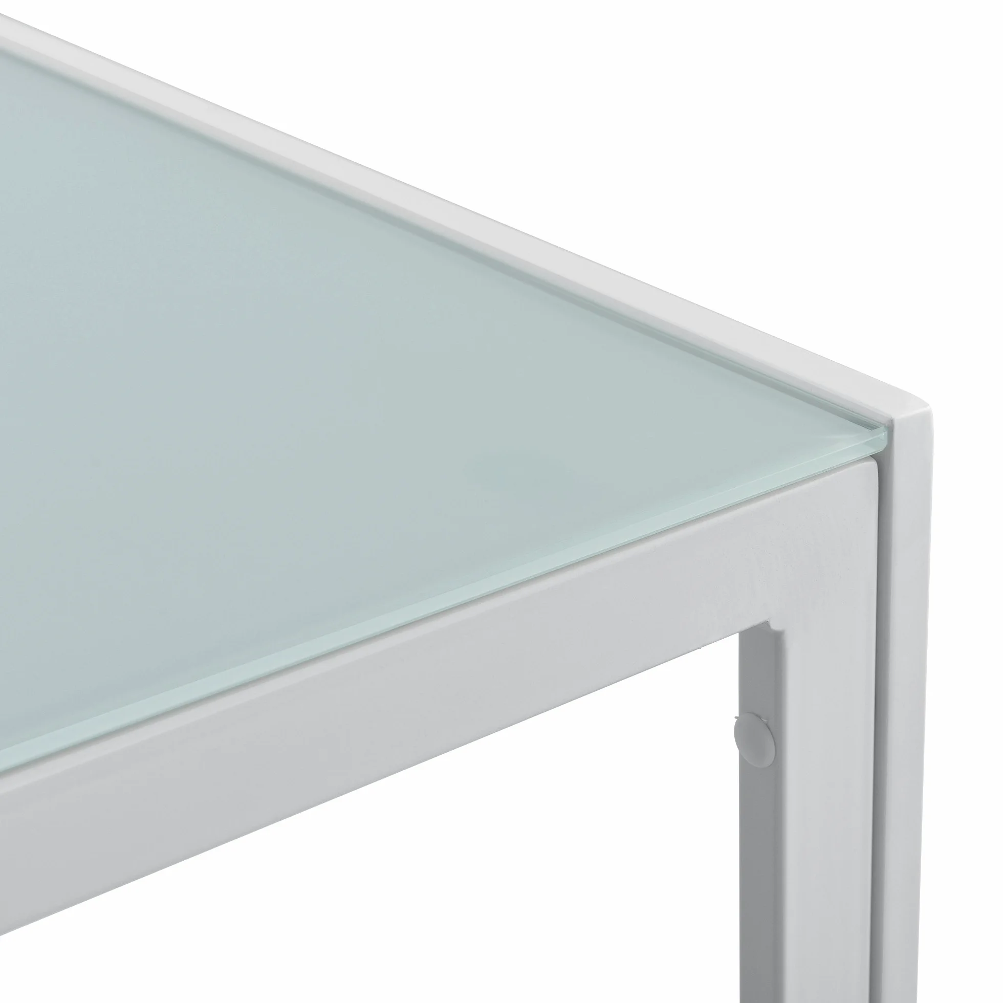casa.pro Mesa de Centro de Vidrio 100 x 50 x 35 cm Mesa de jardín armazón Hierro diseño terraza Blanco