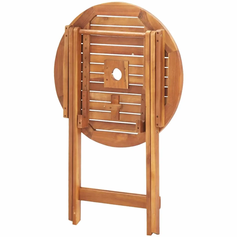 vidaXL Mesa Plegable de Jardín Unitario Mueble para Exterior Patio Balcón Terraza Redonda Mesa de Tomar el Sol Café Madera Maciza Acacia
