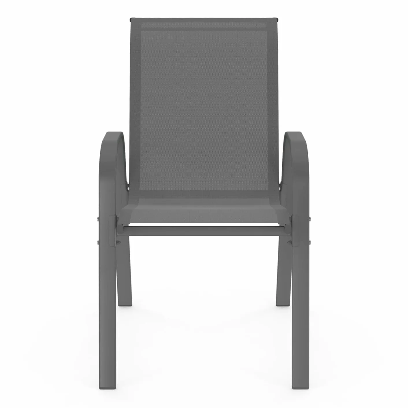IDMarket LYMA - Juego de 4 sillas de jardín apilables de metal y textileno, color gris