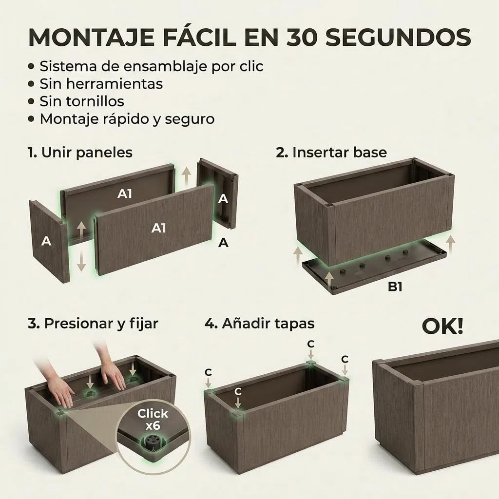 Pincho Jardinera Decorativa Grande para Interior y Exterior - Macetero Efecto Piedra de 80x36x35 cm, Ideal para Plantas Naturales y Orquídeas, Macetas Decorativas Modernas (1, 80X36X35cm CASTAÑO)