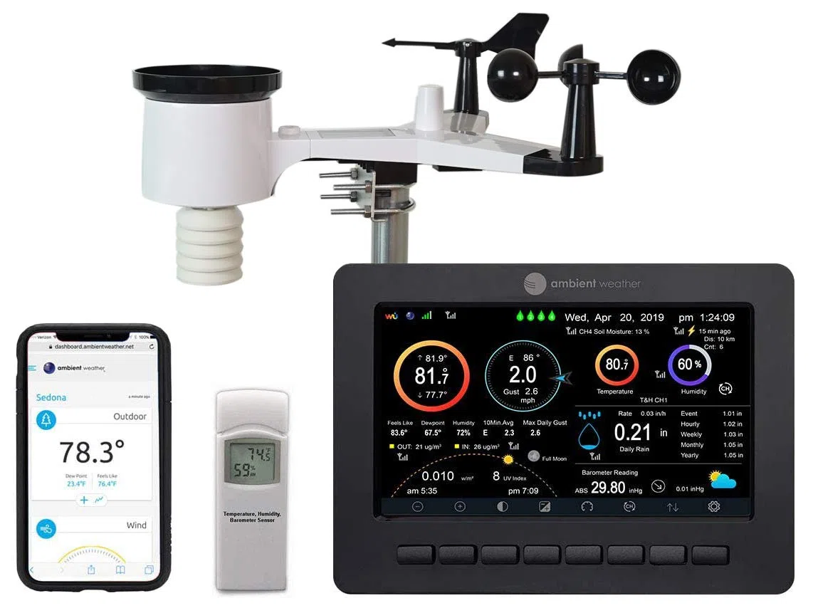 Ambient Weather Estación meteorológica inteligente WS-2000 con monitoreo remoto WiFi y alertas
