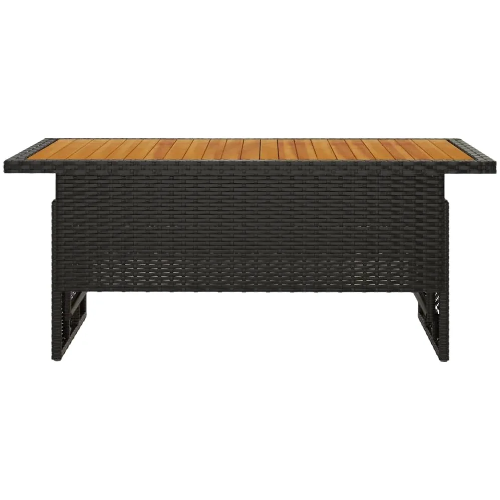 vidaXL Mesa jardín Negra 100x50x43/63 cm Madera Maciza Acacia y ratán, Mesa de Exterior, Muebles de jardín, Muebles de Patio, Mesa de Patio