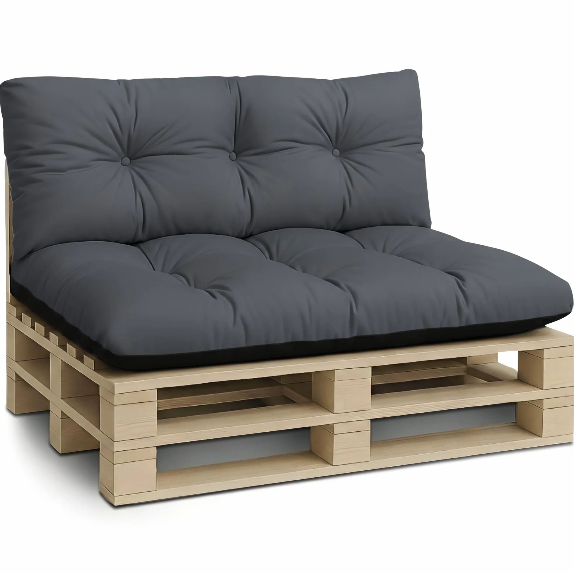 Amazinggirl Cojines para palets Exterior Cojín de Asiento 120x80 cm - Cojin por Palet o Almohada jardín por Banco terraza balcón y Patio Almohadas para Asiento en Jardin Grafito
