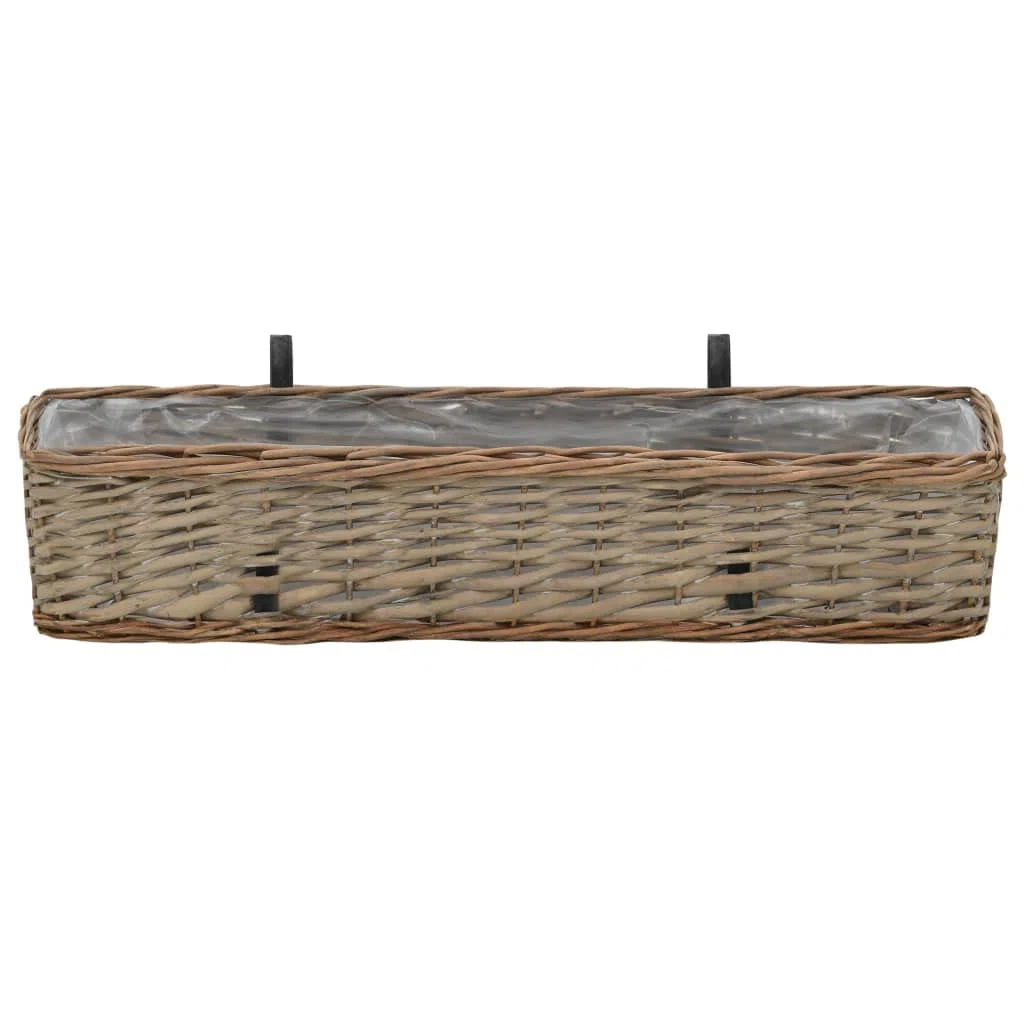 vidaXL 2X Arriate Balcón Mimbre con Forro Terraza Exterior Caja Flores Plantador Patio Oficina Porche Cocina Parque Exterior Hierbas Aire Libre PE