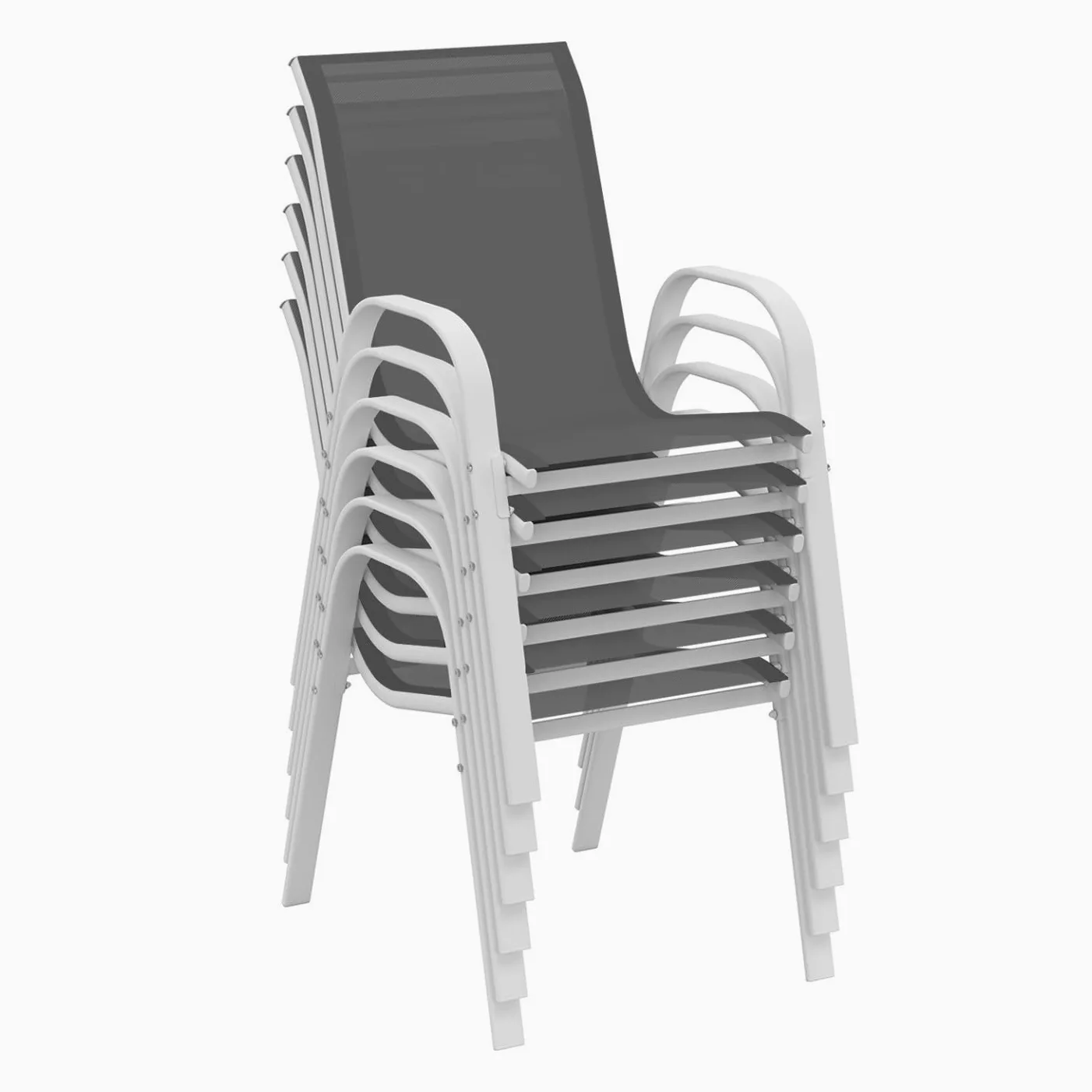 IDMarket - Muebles de Jardín Madrid Mesa 240 CM y 10 Sillas Apilables Blanco y Gris