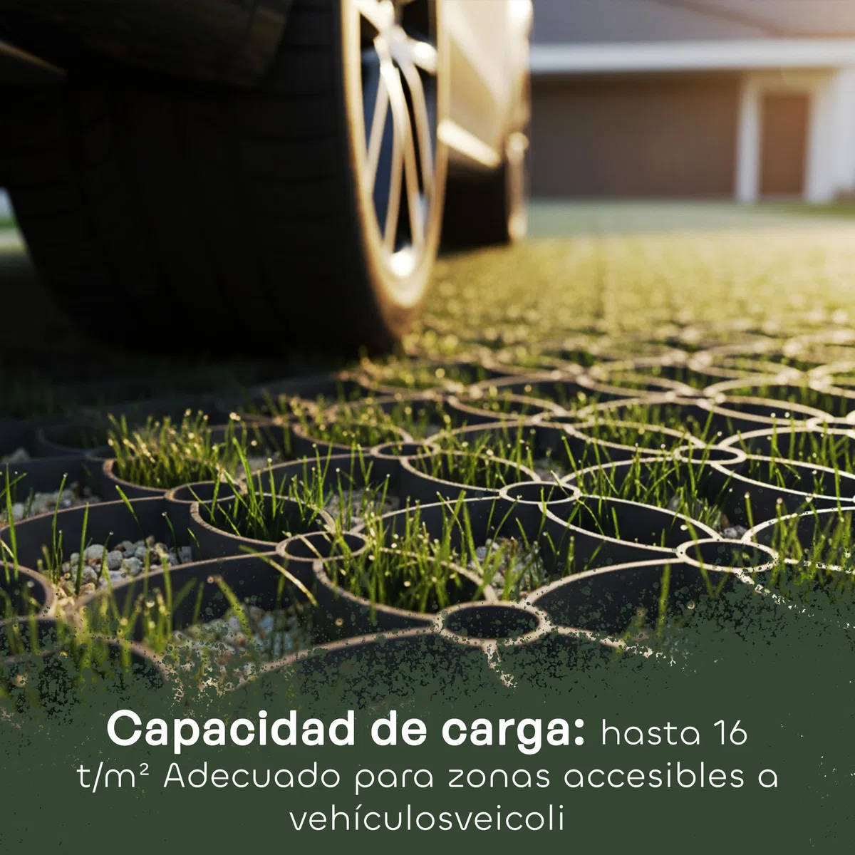 GARDENIX Rejilla de césped, 8 unidades, 50 x 50 cm, 2,00 m², panal de césped, parking o césped, rejilla de grava, color verde