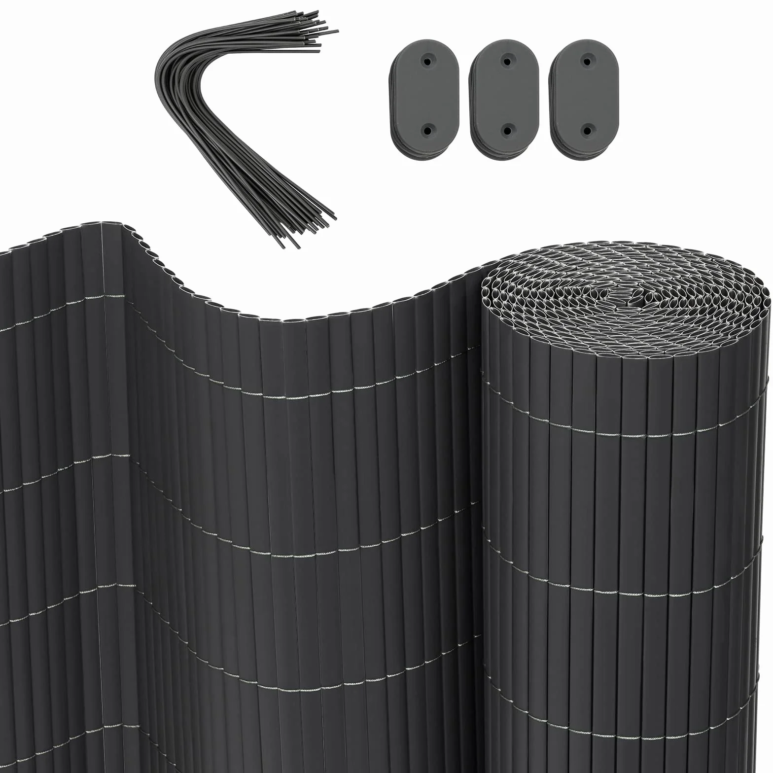 WOLTU Cañizo PVC pantallas protectoras 500x120 cm, resistente a los rayos UV protección contra el viento, valla privacidad para Jardín, Balcón o Terraza, Gris