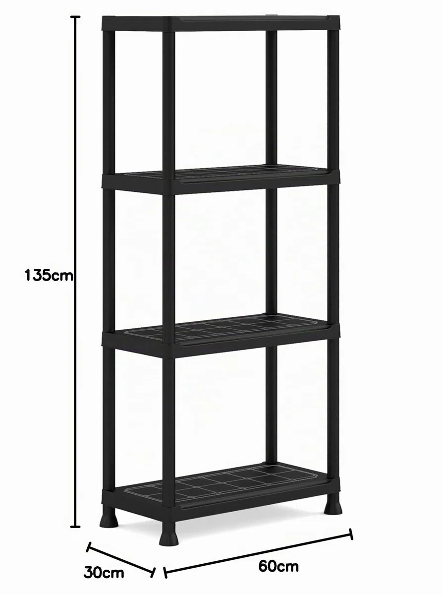 Keter Juego de 2 estanterías 60/4, Color Negro, 4 estantes, Capacidad máxima 20 kg Cada uno, 60 x 30 x 135 cm