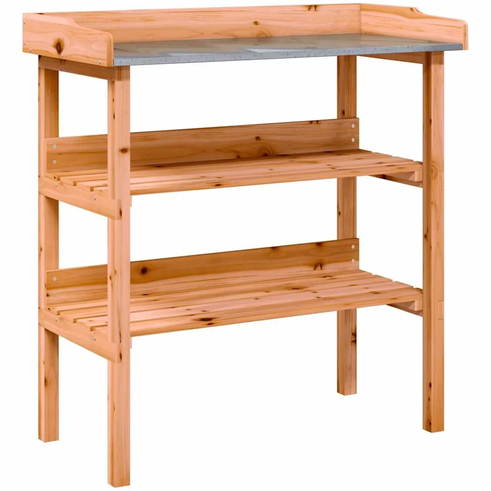 vidaXL Mesa para plantas con estantes madera abeto marrón 78x38x82,5cm