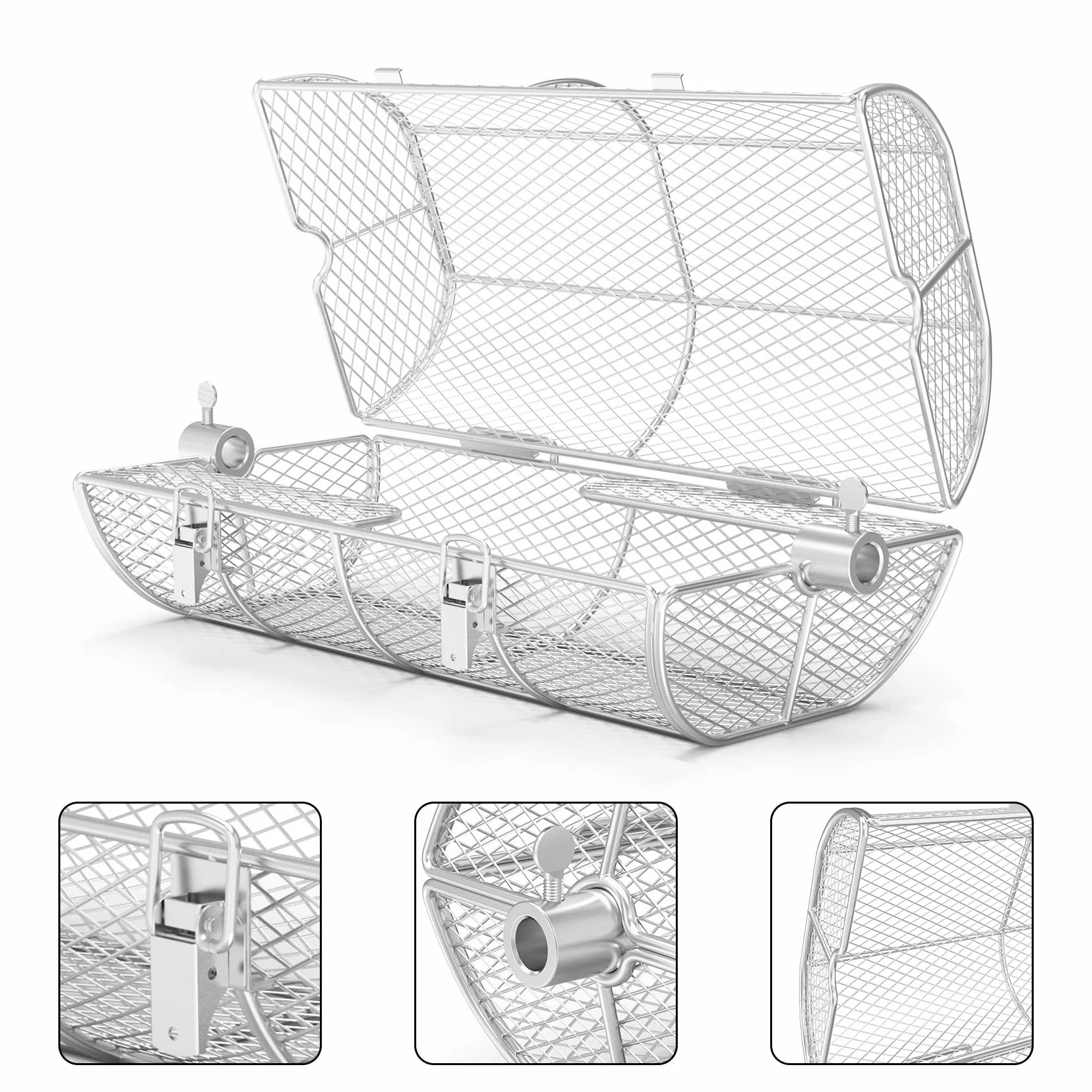onlyfire BRK-6039 INOX Universal Rotisserie Parrilla maní habas Fritas Cesta se Adapta para Cualquier asador Parrilla de Gas