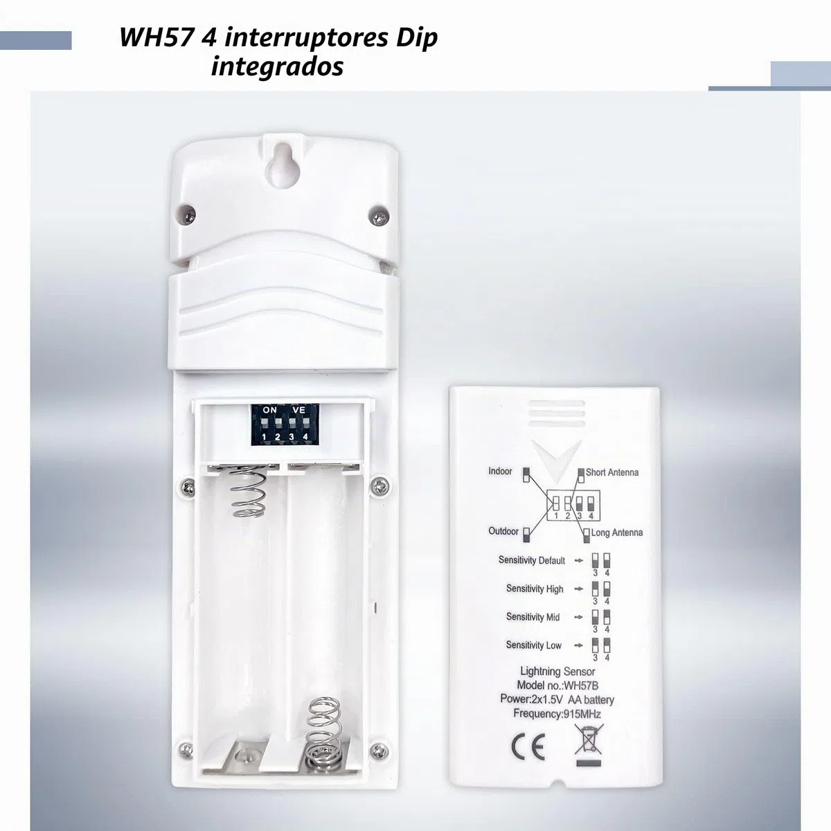 Ecowitt Sensor de detección de rayos inalámbrico WH57, sensor de estación meteorológica exterior para el ecosistema Ecowitt, solo accesorio 868MHz