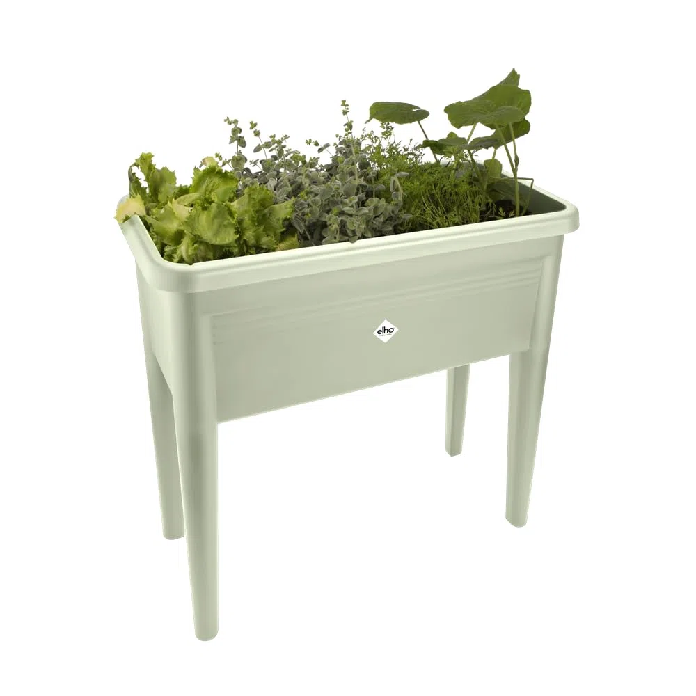 Elho Green Basics Grow Table XXL 75 - Jardinera por Exterior cultívalo tú Mismo - Ø 75.5 x H 65.1 cm - Stone Green