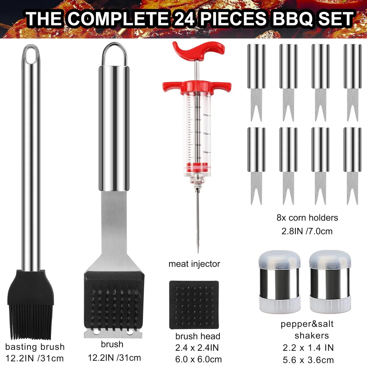 grilljoy 24PCS Kit de Utensilios para Barbacoa