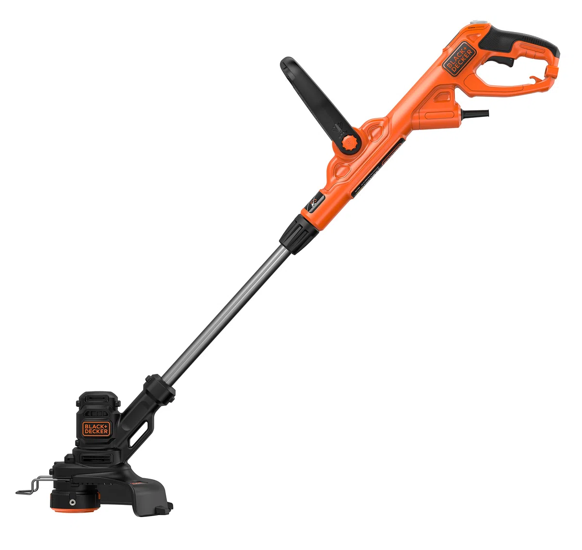 BLACK+DECKER BESTE625-QS - Cortabordes 450W, Ancho de corte 25 cm, Mango telescópico, Rueda guía y desenrollado automático del cable