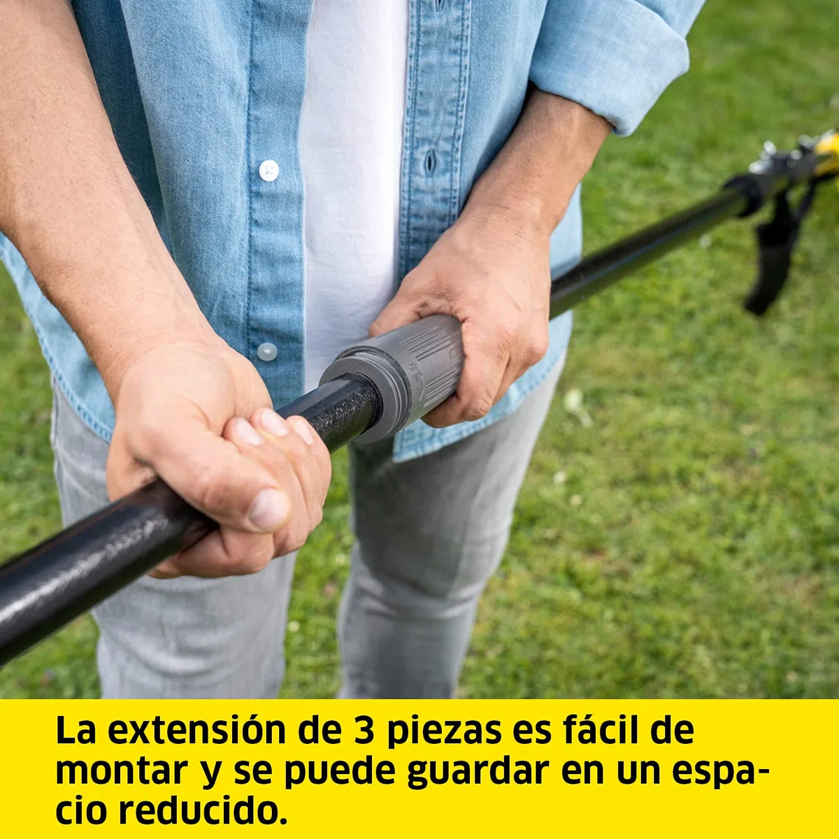 Kärcher 18 V Motosierra pértiga PSW 18-20, longitud de espada: 20 cm, largo: hasta 2,90 m, lubricación de cadena automática, máx. 80-160 cortes, compatible con batería 18 V Kärcher, batería no incl