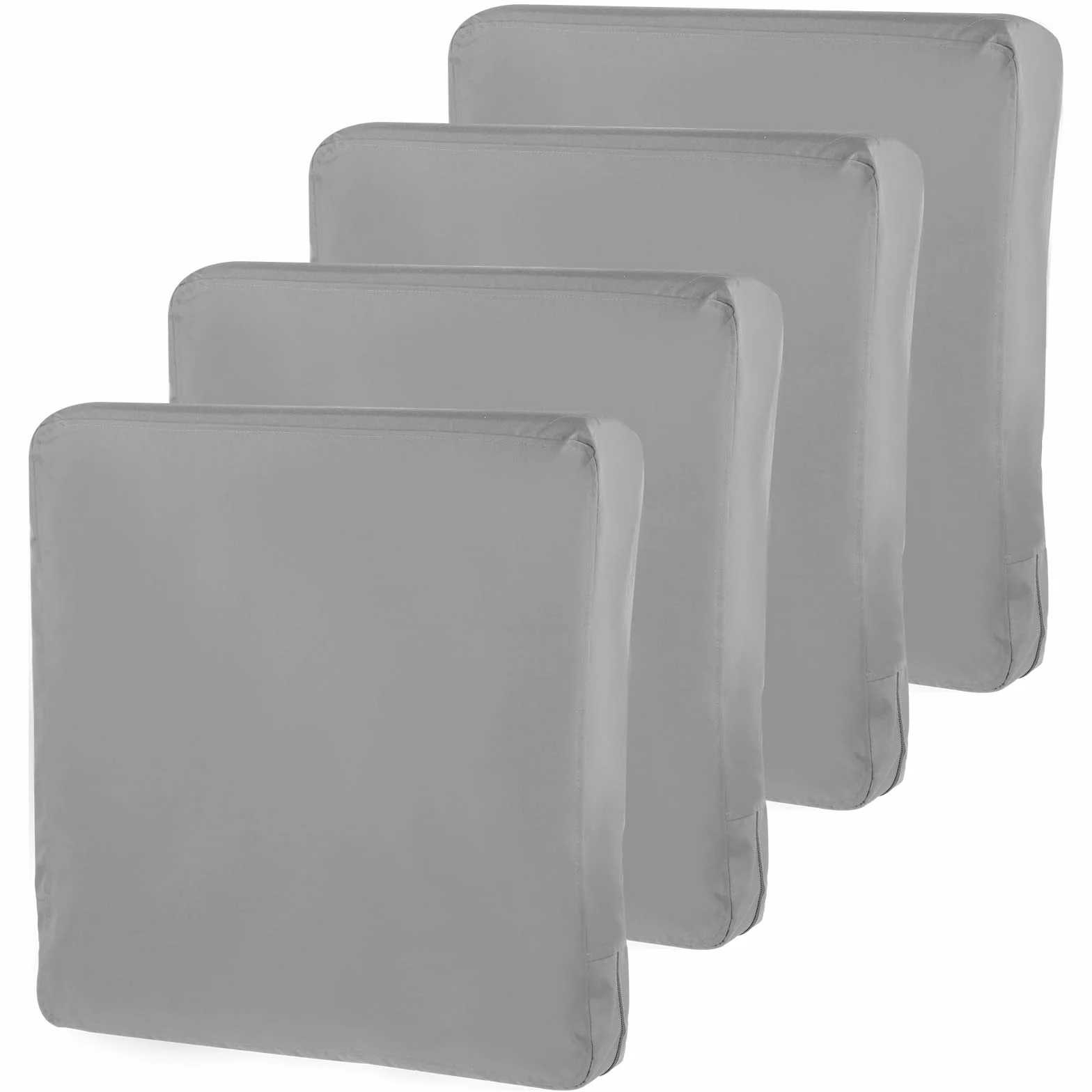 4 fundas de repuesto para cojines de asiento de jardín de 60 x 60 x 10 cm, impermeables, minimalistas, con cierre de cremallera, solo funda (gris)