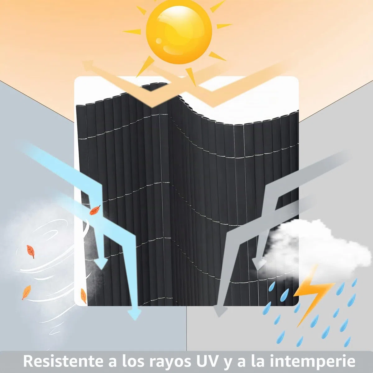 WOLTU Cañizo PVC pantallas protectoras 500x120 cm, resistente a los rayos UV protección contra el viento, valla privacidad para Jardín, Balcón o Terraza, Gris