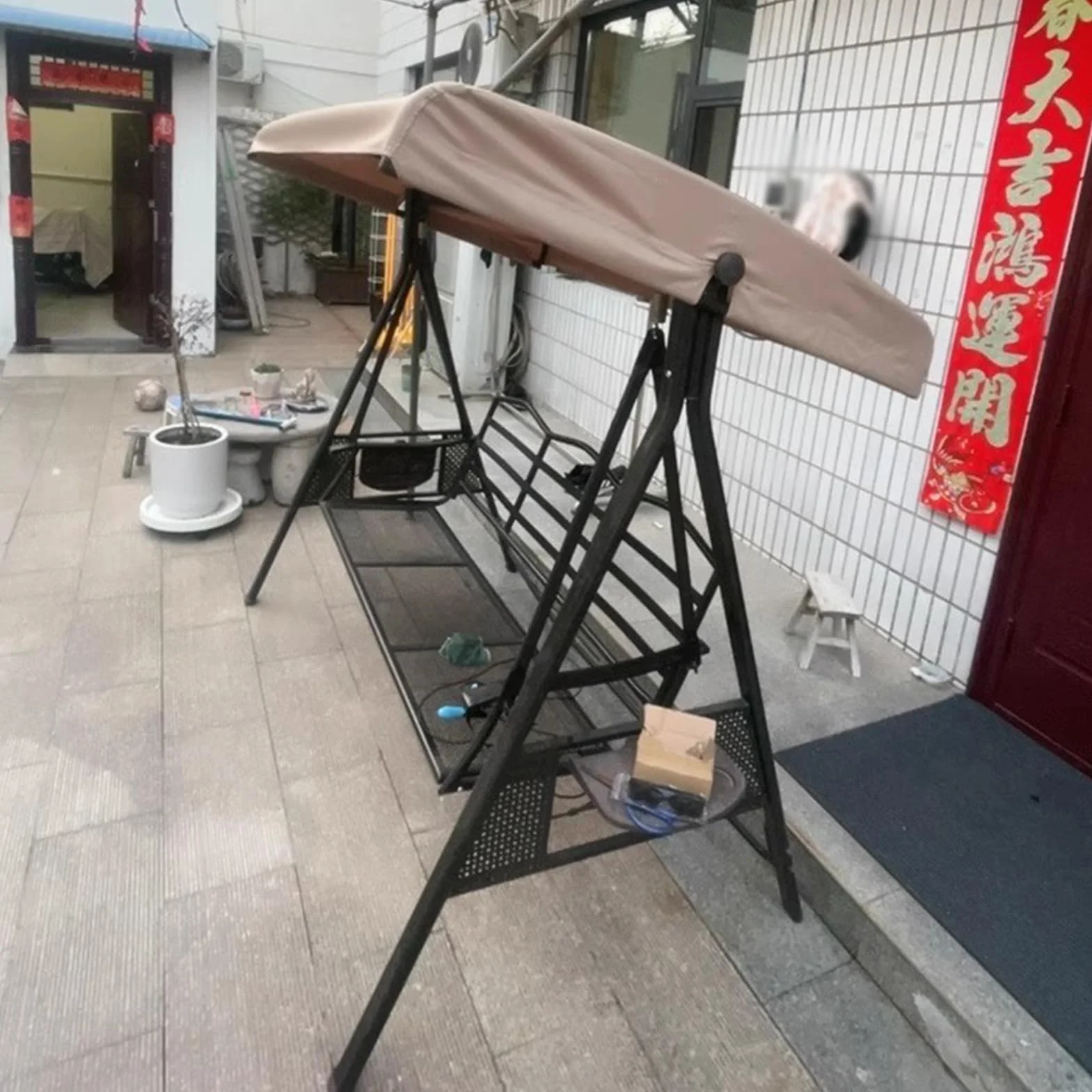 Toldo De Repuesto para Columpio de Jardín,Cubierta de Techo Impermeable Antirayos UV para Patio de 2 a 3 Plazas,para Jardín al Aire Libre,Solo Cubierta(Size:3 Seater:198×125cm/79×49in)