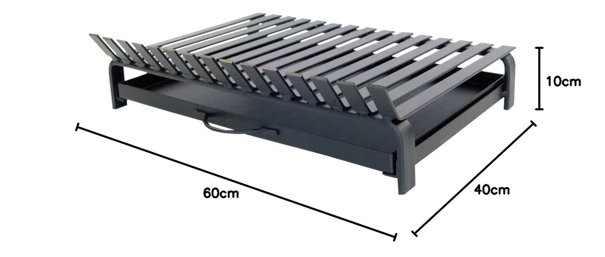 Imex El Zorro – Cajón Barbacoa para Obra | 60x40x10 cm | Hierro Pintado Resistente al Calor con Asas Metálicas | Ideal para Barbacoas de Obra y Cocinado con Carbón o Leña