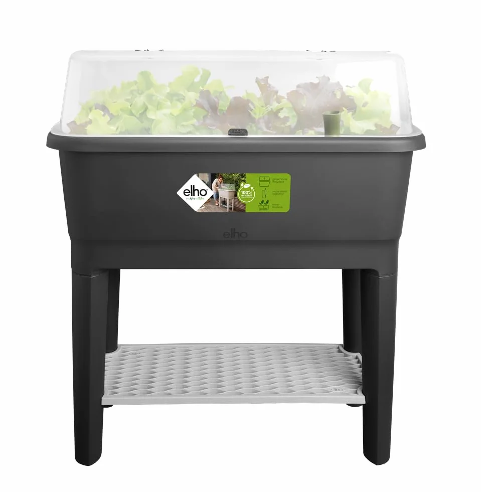 Elho Noa Grow Table 80 - Jardinera por Cultívalo tú Mismo - Ø 78.5 x H 34.2 cm - Living Black