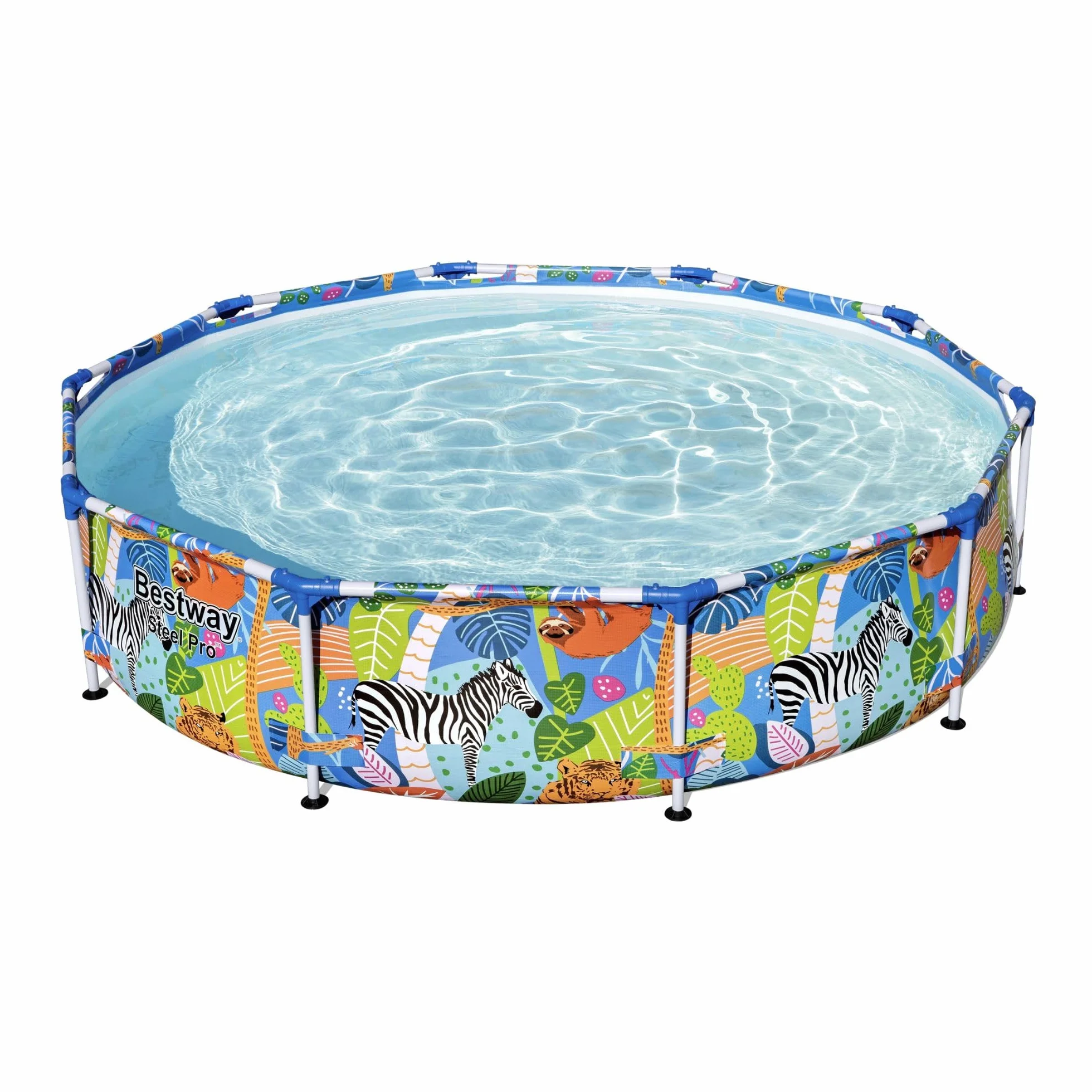 BESTWAY - Piscina Desmontable Tubular Infantil Steel Pro 305x66 cm Tritech Reforzado con Marco de Acero Diseño Animales de Colores Capacidad 4.062 Litros