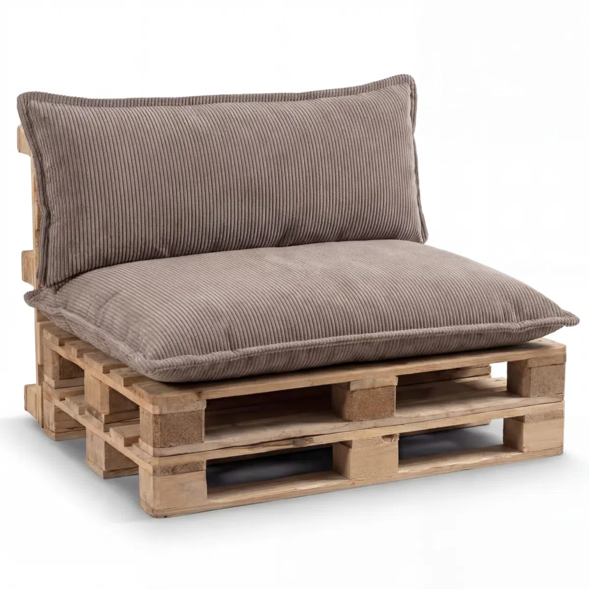Gutekissen Juego de cojines para palés, cojines para palés, relleno de espuma granulada PLL (marrón claro, cojín de asiento 120 x 80 + respaldo 120 x 40)