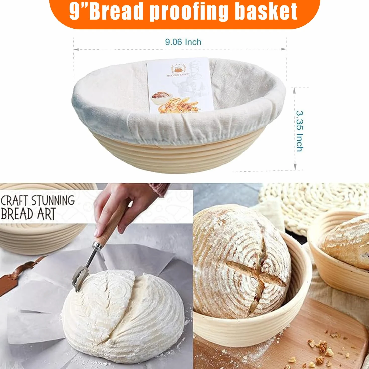 Olla de horno holandés de hierro fundido de 5QT (Kit de inicio para masa madre con cesta de fermentación, cuchilla y tapa - Ideal para hornear pan) (Cocina familiar, freír, guisar y barbacoa)