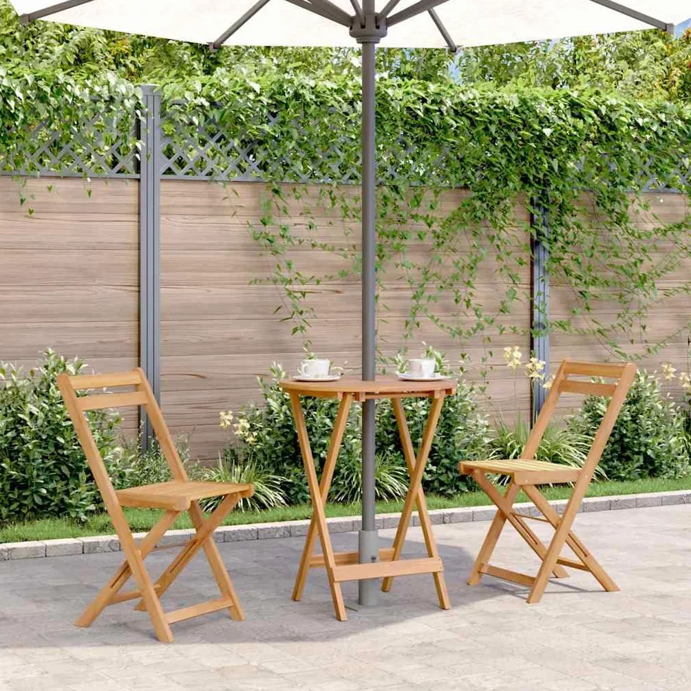 vidaXL Mesa Plegable de Jardín Unitario Mueble para Exterior Patio Balcón Terraza Redonda Mesa de Tomar el Sol Café Madera Maciza Acacia