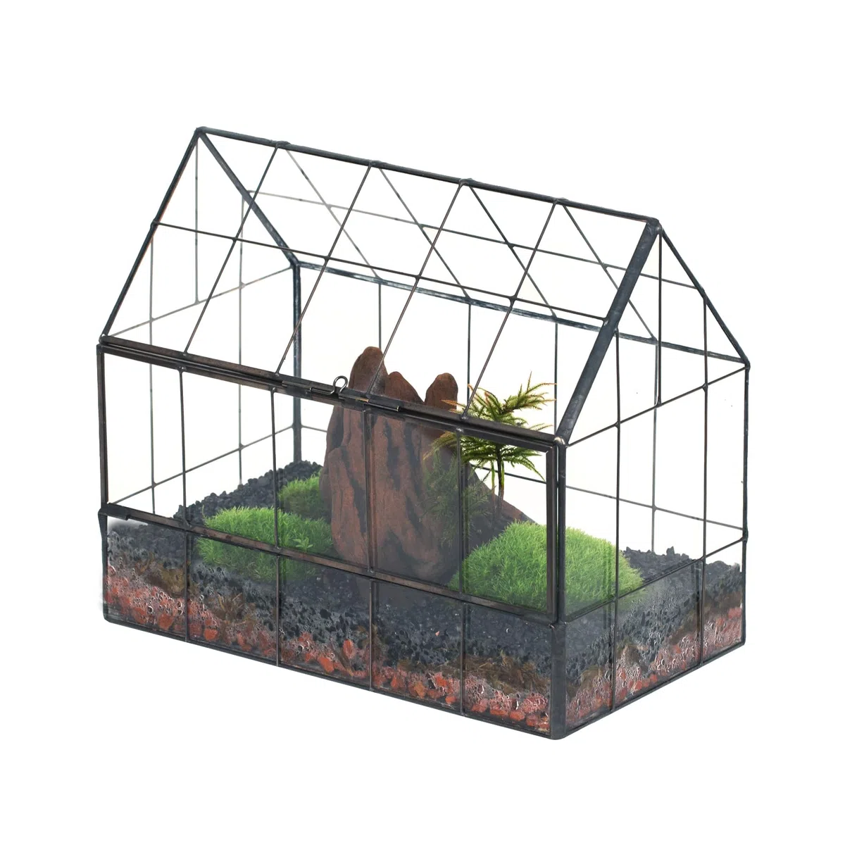 NCYP Terrario geométrico de Vidrio con Puerta de Apertura Frontal, Forma de casa Cerrada, macetero de micropaisaje para suculentas pequeñas (Solo terrario, sin Plantas)