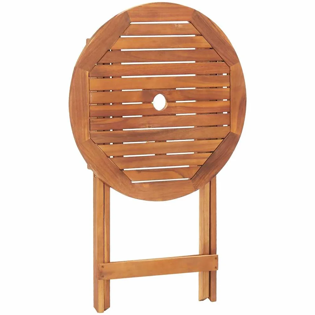 vidaXL Mesa Plegable de Jardín Unitario Mueble para Exterior Patio Balcón Terraza Redonda Mesa de Tomar el Sol Café Madera Maciza Acacia
