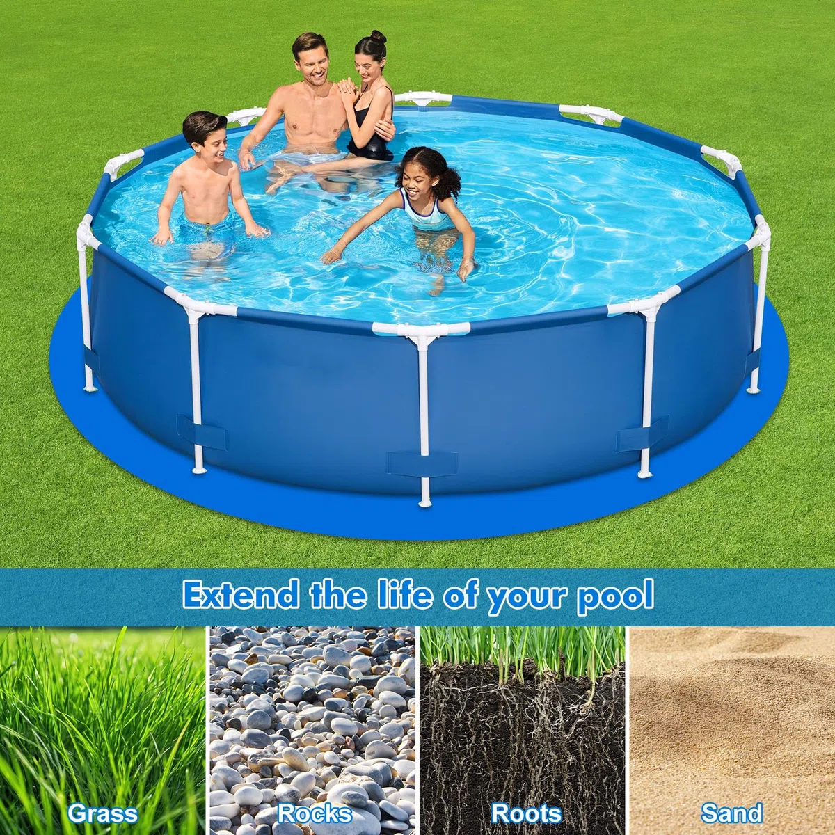 Lona de Suelo para Piscina, Protección para Piscina, Alfombrilla de Protección para Piscina, Adecuada para Piscinas Circulares, Adecuada para Piscinas de Fondo Plano, Protección para Piscinas
