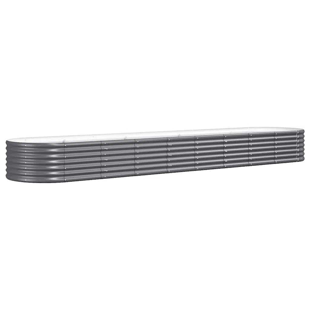 vidaXL Jardinera Arriate Elevado Macetero Maceta Tiesto Soporte para Plantas Vegetales Hierbas Acero con Recubrimiento Polvo Antracita 368x80x36 cm