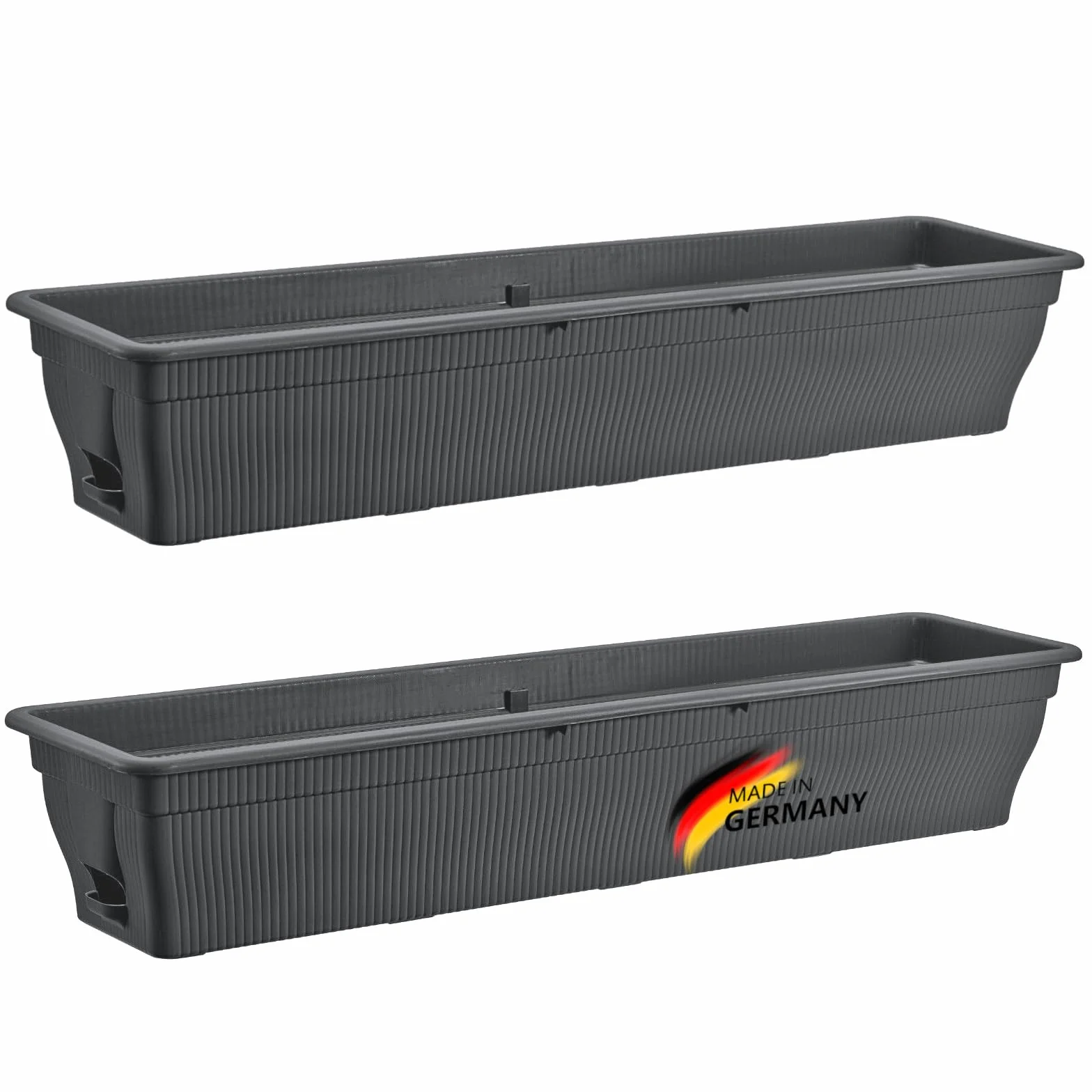 2 jardineras para balcón de 100 cm, con almacenamiento de agua, antracita, 25 L, resistentes a la intemperie, con inserto, jardineras largas para balcón y jardín, resistentes a la intemperie, color