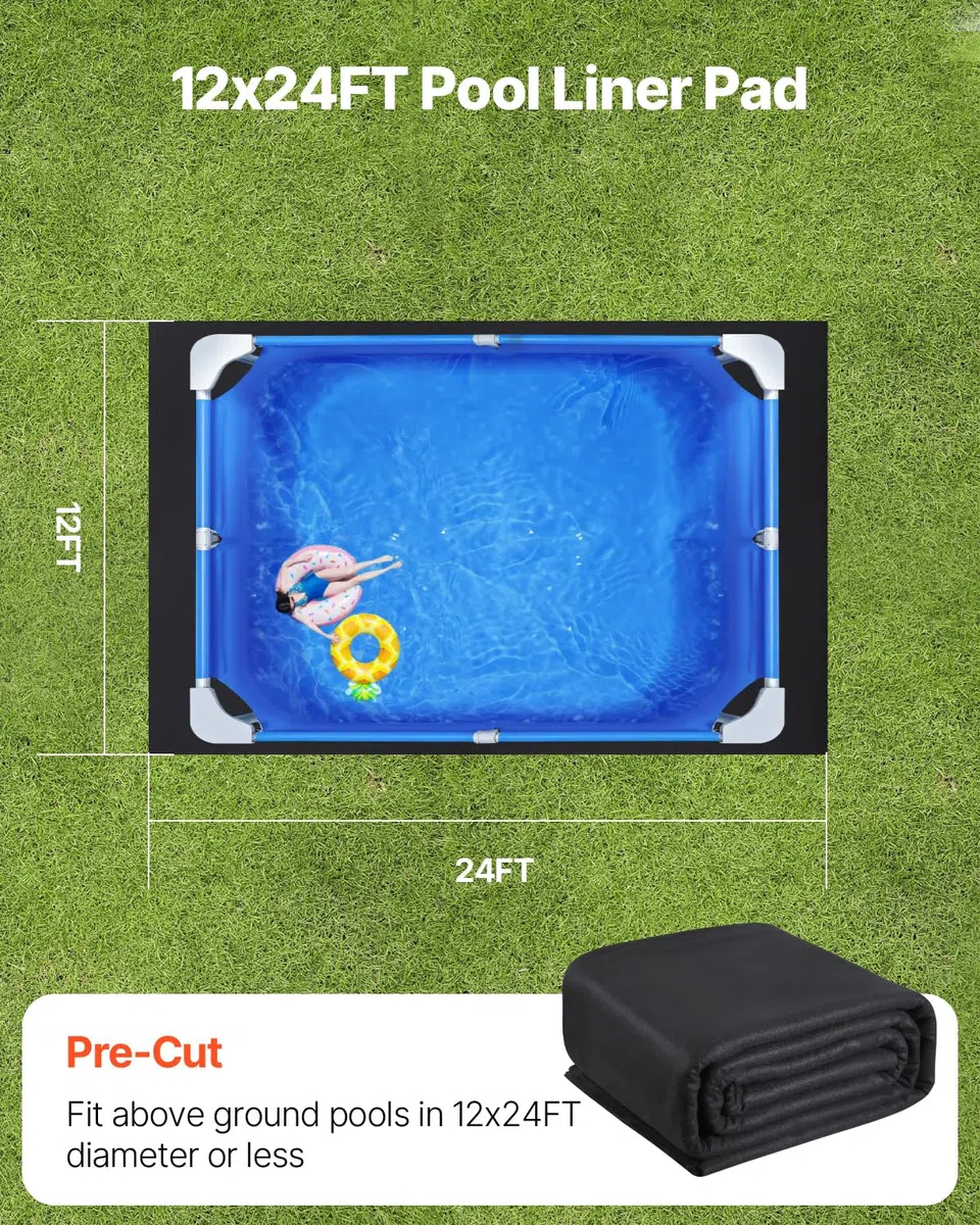 VEVOR Revestimiento Rectangular para Piscinas, 3,7 x 7,3 m Revestimiento Extragrueso para Piscinas Elevadas, Evita Pinchazos, Base de Geotextil Reciclado, Prolonga la Vida Útil del Revestimiento