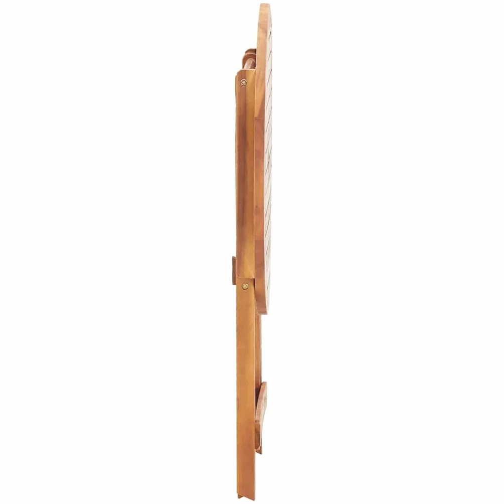 vidaXL Mesa Plegable de Jardín Unitario Mueble para Exterior Patio Balcón Terraza Redonda Mesa de Tomar el Sol Café Madera Maciza Acacia