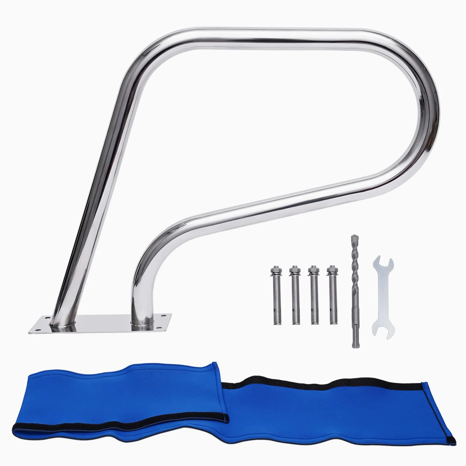 Barandilla de piscina de acero inoxidable 304, pasamanos de acero inoxidable 304, 81 x 58 cm, portátil, ayuda para la entrada de piscina con carga de 120 kg, arco en forma de U de 4,2 cm de
