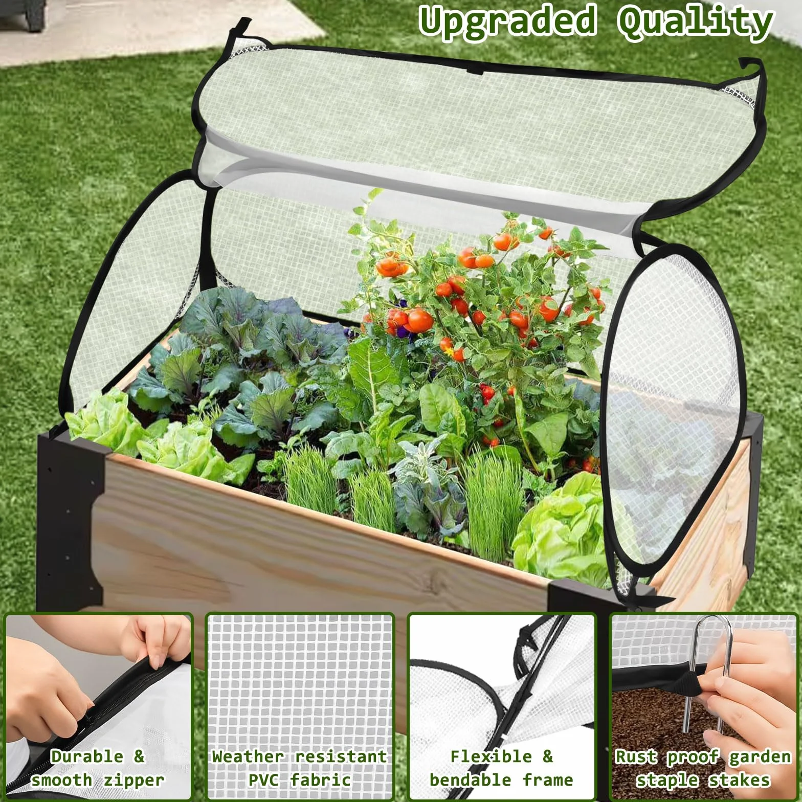 Invernadero Túnel, 114,3 x 55,9 x 40,6 cm Mini Invernadero Pop Up Cubierta de Plantas de Jardinería Portátil Pequeña PVC con Puerta con Cremallera para Proteger Las Verduras y Frutas de los Animales